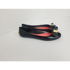 Ted Baker Women Sz 40 EU  9.5 US Jolee Rubber Jelly Ballet flats black gold bow